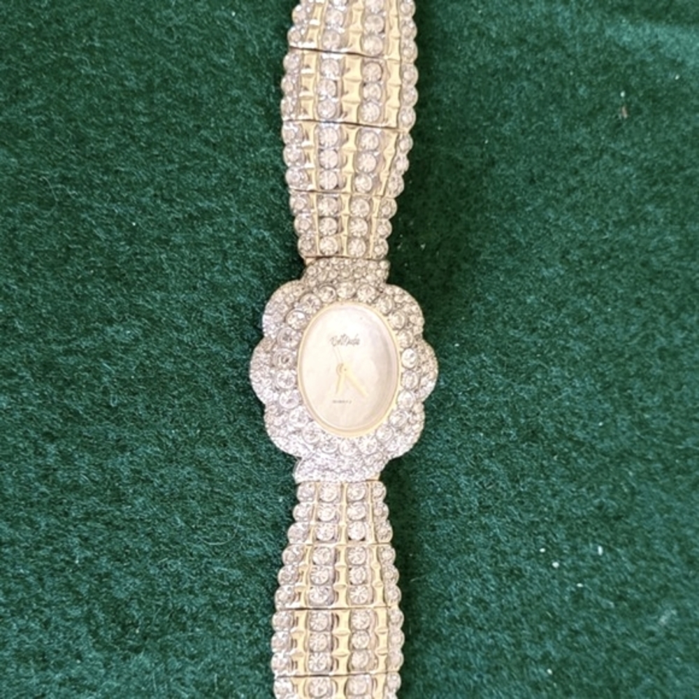 Vtg Bob Mackie rhinestone watch